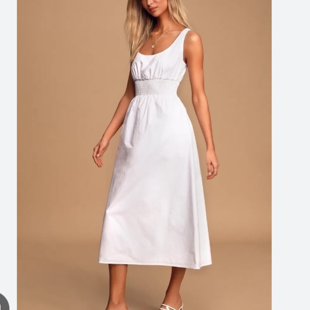 Lulu’s Simplicity is Best white sleeveless midi dress size Large